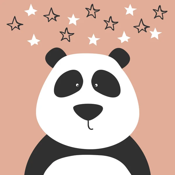 Детская открытка для душа с симпатичной панда.Векторная иллюстрация . — стоковый вектор