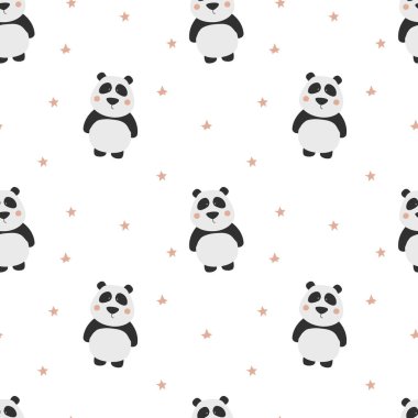 Sevimli panda ile Seamless modeli. Panda vektör yazdırma.