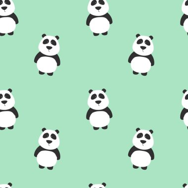 Sevimli panda ile Seamless modeli. Panda vektör yazdırma.