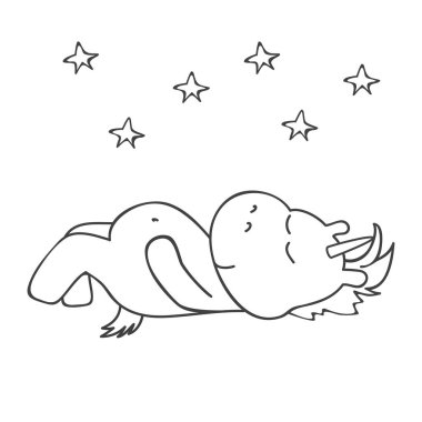 İllüstrasyon ile şirin tek boynuzlu at. Vektör çizim.