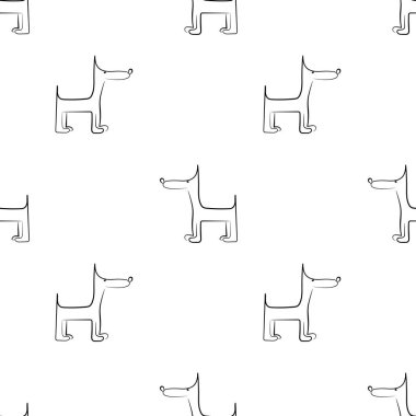 Seamless modeli ile şirin köpek. Vektör çizim komik p ile