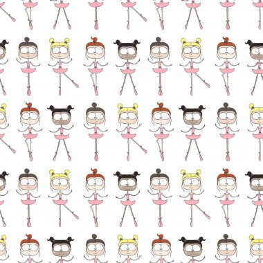 Seamless modeli ile şirin balerin. Vektör çizim.