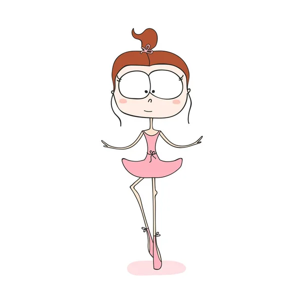 Jolie petite ballerine dansant. Illustration vectorielle sur fond blanc — Image vectorielle