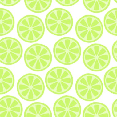 Yeşil limon dilimleri ile Seamless modeli. Vektör çizim.