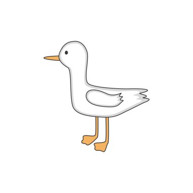 Renkli martı kuş vektör çizim. Düz simgesinde Sea gull