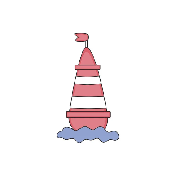 Εικονίδιο του φορέα σχεδίασης επίπεδη χρώμα για Ερυθρά θάλασσα σημαντήρα με σημαία wate — Διανυσματικό Αρχείο