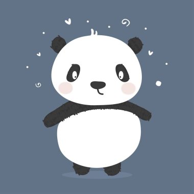 Elle çizilmiş vektör çizim bir şirin komik panda.