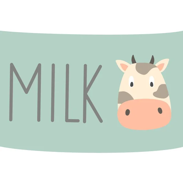 Hand Drawn Vector Illustration Cow Text Milk Good Vegetarian Healthy — Stock Vector