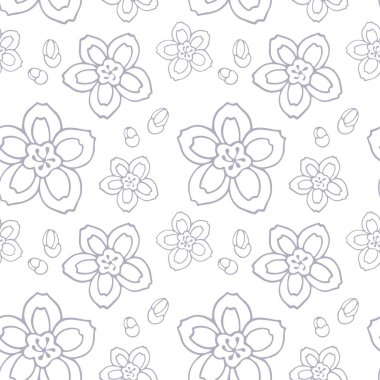 Elle çizilmiş dekoratif kiraz çiçeği çiçek, tasarım öğeleri ile zarif seamless modeli. Düğün davetiyeleri, tebrik kartları, scrapbooking, baskı, hediye paketi, üretim için çiçek desenli