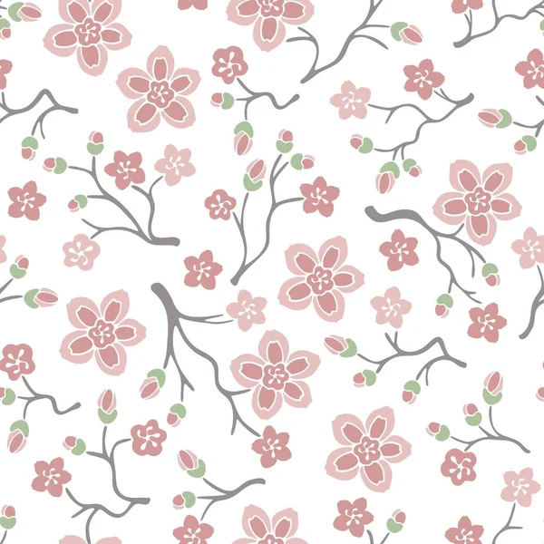 Décor Sans Couture Avec Fleur Sakura Schéma Des Fleurs Illustration — Image vectorielle