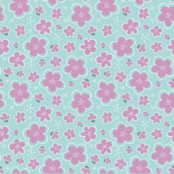 Nahtloses Muster Mit Rosa Sakura Blüten Vektorillustration — Stockvektor