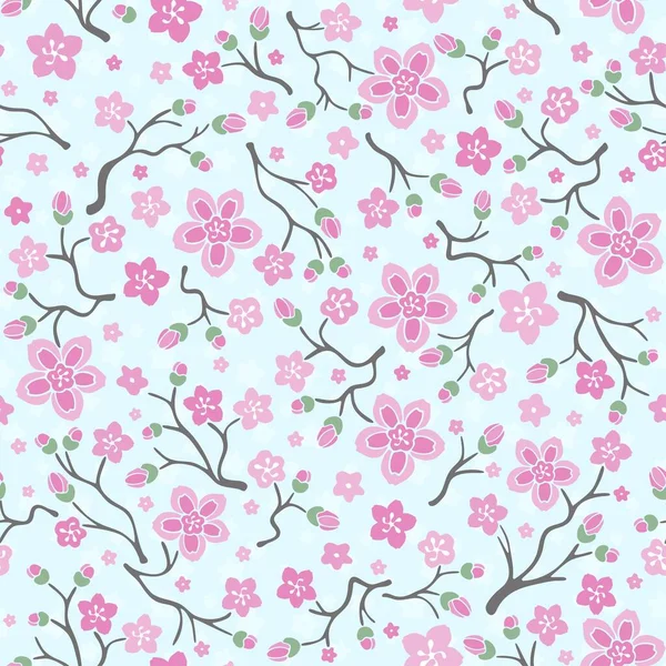 Motif Sans Couture Avec Fleur Sakura Rose Modèle Fleurs Bonjour — Image vectorielle