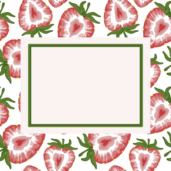 Frame Strawberry Background Perfect Scrapbook Paper Menu Card Invites Graphic — Stock Vector