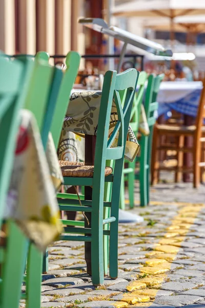 Empty greek cafe on Crete Island, Greece