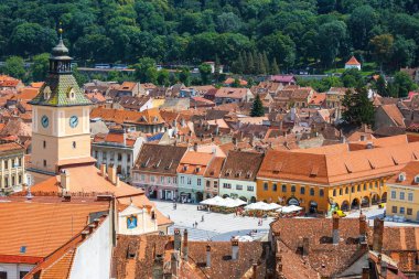 eski şehir, brasov, Transilvanya, Romanya havadan görünümü