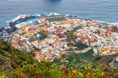 Tenerife, Kanarya Adaları, İspanya 'daki Garachico' nun hava manzarası