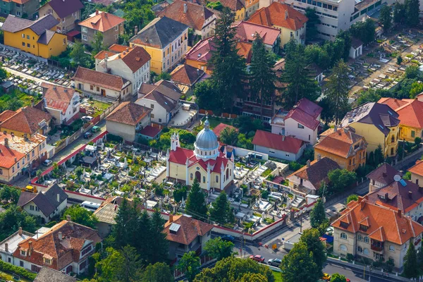 Luftaufnahme der Altstadt, Brasov, Siebenbürgen, Rumänien — Stockfoto