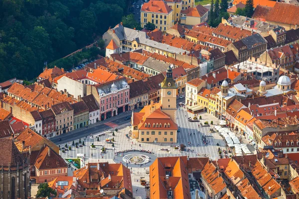 Vue aérienne de la vieille ville, Brasov, Transylvanie, Roumanie — Photo