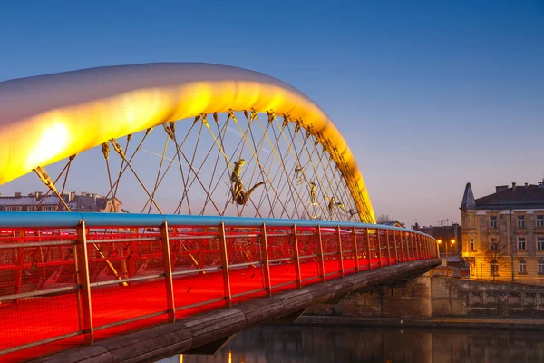 Puente peatonal Bernatka sobre el río Vístula en Cracovia, Polonia —  Fotos de Stock