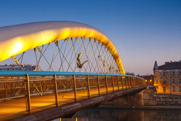 Puente peatonal Bernatka sobre el río Vístula en Cracovia, Polonia —  Fotos de Stock