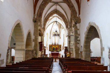 Prejmer, Romanya, 18 Temmuz 2014: Müstahkem Prejmer Kilisesi Brasov Töton Şövalyeleri tarafından 1212-1213, Romanya inşa Güneydoğu Avrupa'nın en büyük yakınındaki