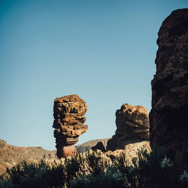 Roques de Garcia ve El Teide yanardağı, Tenerife Adası, Vintage bir görünüm