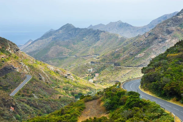 Carretera sinuosa y estrecha en las montañas de Anaga, Tenerife, España, Europa — Foto de Stock