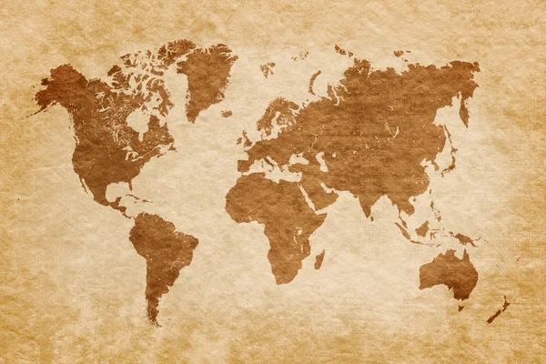 World map on grunge background, vintage look — Stock Photo, Image