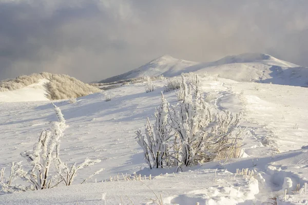 Paesaggio Montano Invernale Nelle Montagne Bieszczady Polonia Sud Orientale — Foto Stock