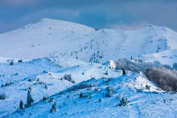 Gyönyörű téli táj, a hegyek, Bieszczady, Lengyelország — Stock Fotó