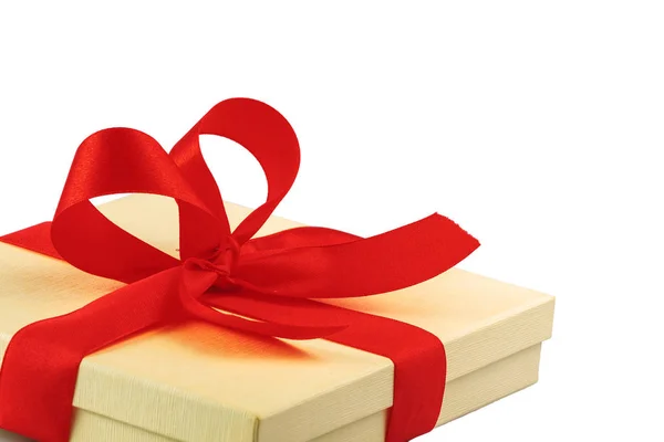 Present with red ribbon isolated on white backround — Stock Photo, Image