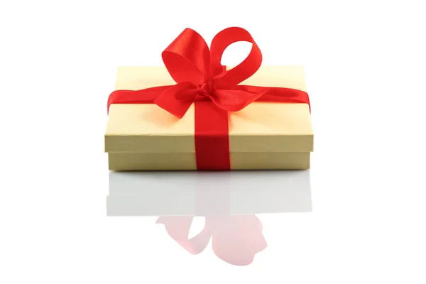 Present with red ribbon isolated on white backround Royalty Free Stock Images