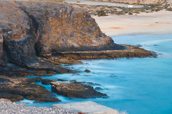 Papagayo Beach al tramonto, Isola di Lanzarote, Spagna — Foto Stock