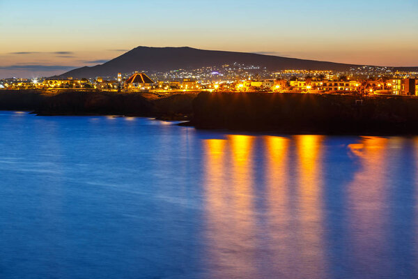 Beautiful sunset over Playa Blanca in Lanzarote