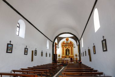 Lanzarote, Mancha Blanca, 30 Mart, 2017: iç kilise Nuestra Senora de Los Volcanes Mancha Blanca, Lanzarote, İspanya