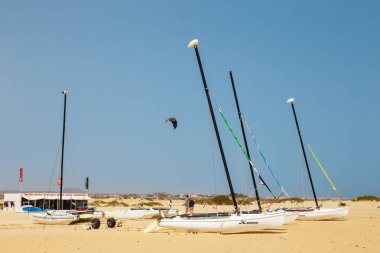 Sunny beach Corralejo, Fuerteventura, Kanarya Adaları, İspanya