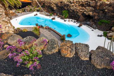 Jameos del Agua havuzu volkanik mağarada, Lanzarote, Kanarya Adaları, İspanya