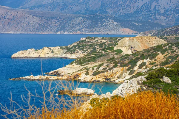 Beautiful greek seascape at sunny day. Place of north Crete, east of Agios Nikolaos — Stock Photo, Image