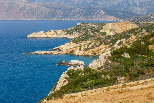 Beautiful greek seascape at sunny day. Place of north Crete, east of Agios Nikolaos — Stock Photo, Image