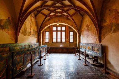 Slovakya, kırmızı Manastırı, 21 Mayıs 2017: İç ünlü kırmızı manastır Cerveny Klastor denilen Pieniny dağlarda, Slovakya