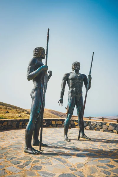 Fuerteventura, İspanya, 01 Nisan 2017: Mirador Corrales de Guize, heykeller Emiliano Hernandez tarafından oluşturulmuş