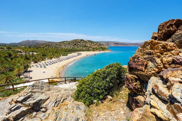 Vai ünlü kumsalda güzel palm orman east Crete, Yunanistan