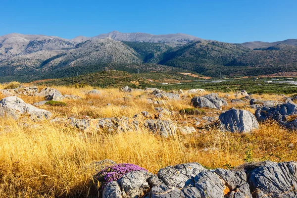 Величним видом критський краєвид на захід сонця, Мале, Крит — стокове фото
