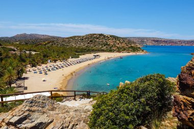 Vai ünlü kumsalda güzel palm orman east Crete, Yunanistan