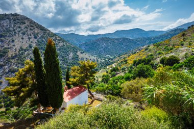 Görünüm Lassithi Plato adada Crete, Yunanistan