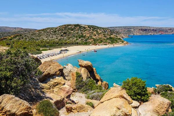 Vai ünlü kumsalda güzel palm orman east Crete, Yunanistan