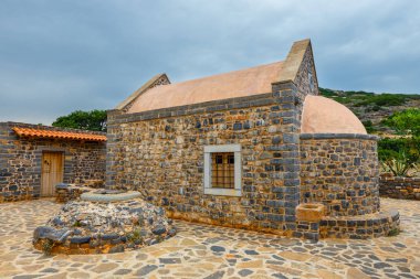 Christian Basilica Poros Elounda Kalydon Yarımadası'nda, Crete, Yunanistan