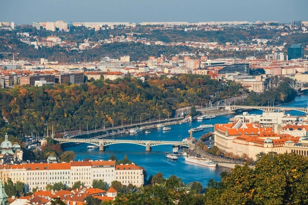 Aerial view of old town in Prague, Czech republic, red tile roofs — Stock Photo, Image