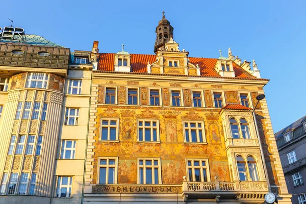 역사적 중심지, 체코 프라하의 바츨라프 광장에서 프라하, 체코 공화국, 9 월 29 일, 2017: 건물 스톡 사진