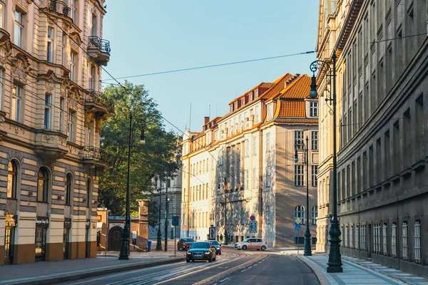 Prague, Czech Republic, September 30, 2017: Traffic jam on the street in Prague, Czech Republic — Stock Photo, Image